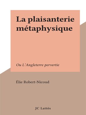 cover image of La plaisanterie métaphysique